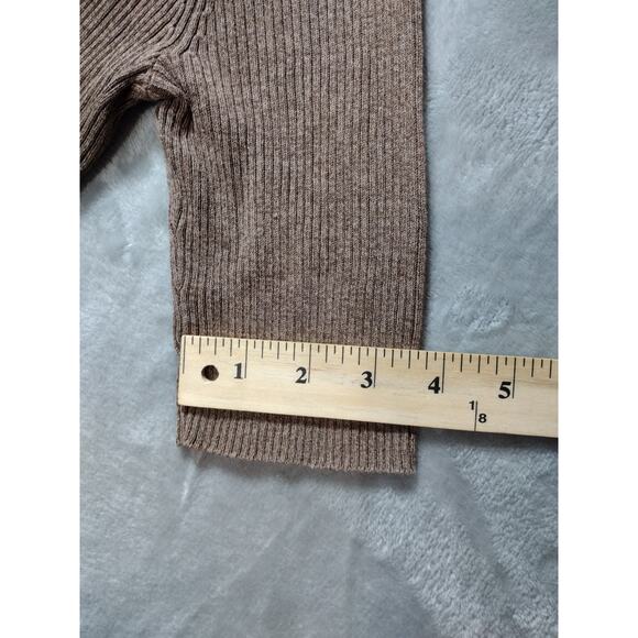 Brown Turtle Neck Sweater Tussah Silk Cotton Women's Small By Norton McNaughton - Picture 6 of 8